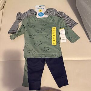 Carter's Green Dino and Striped Navy Set of 2